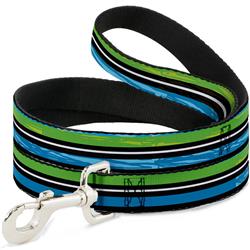 Dog Leash - Scribble Stripes Blue/Green/White