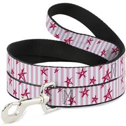 Dog Leash - Sketch Stars w/Stripes Pink/White/Fuchsia