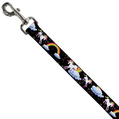 Dog Leash - Unicorns/Rainbows/Stars Black