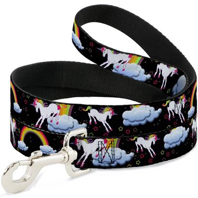 Dog Leash - Unicorns/Rainbows/Stars Black