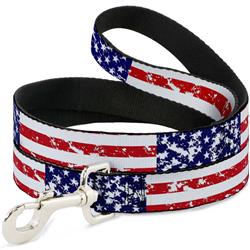 Dog Leash - United States Flags CLOSE-UP Weathered