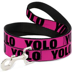Dog Leash - YOLO Pink/Black
