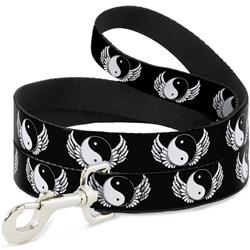 Dog Leash - Yin Yang w/Wings Black/White
