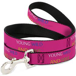 Dog Leash - YOUNG WILD AND FREE Pink/White/Blue/Yellow/Green