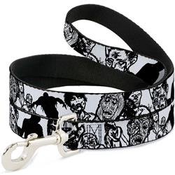Dog Leash - Zombies White/Black