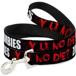 Dog Leash - Zombies Y U NO DIE Black/White/Red