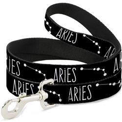 Dog Leash - Zodiac ARIES/Constellation Black/White