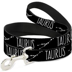 Dog Leash - Zodiac TAURUS/Constellation Black/White