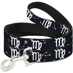 Dog Leash - Zodiac Virgo Symbol/Constellations Black/White