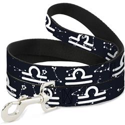 Dog Leash - Zodiac Libra Symbol/Constellations Black/White