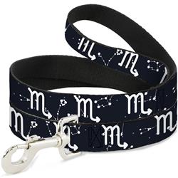 Dog Leash - Zodiac Scorpio Symbol/Constellations Black/White