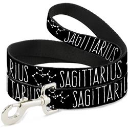 Dog Leash - Zodiac SAGITTARIUS/Constellation Black/White