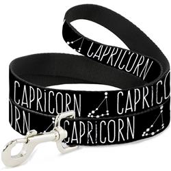 Dog Leash - Zodiac CAPRICORN/Constellation Black/White
