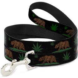 Dog Leash - Cali Bear/Pot Leaf Black/Gray/Green