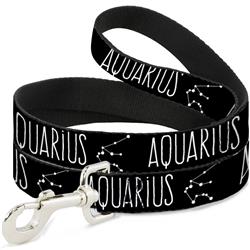 Dog Leash - Zodiac AQUARIUS/Constellation Black/White