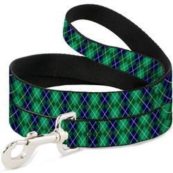 Dog Leash - Argyle Green/Navy/Green/White