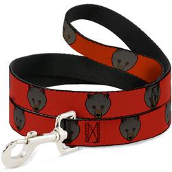 Dog Leash - Brown Bear Repeat Orange