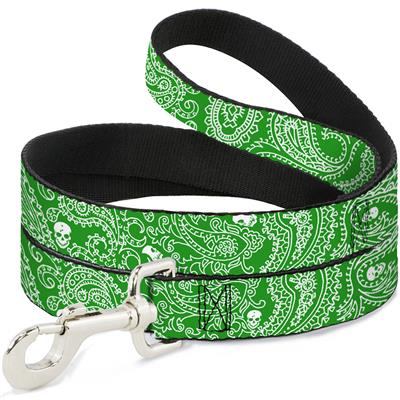 Dog Leash - Bandana/Skulls Irish Green/White
