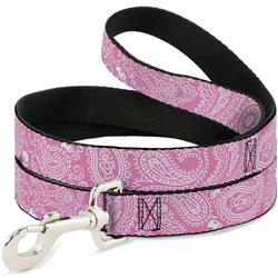 Dog Leash - Bandana/Skulls Pink/White