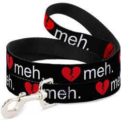 Dog Leash - Broken Heart MEH Black/Red/White