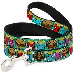 Dog Leash - Burger & Fries Cartoon Straight Green Tablecloth