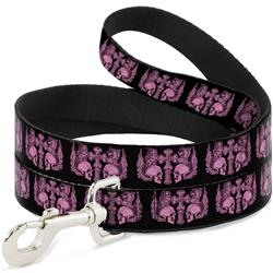 Dog Leash - Buckle-Down Skulls w/Wings Black/Pink