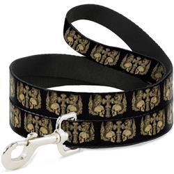 Dog Leash - Buckle-Down Skulls w/Wings Black/Tan