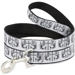 Dog Leash - Buckle-Down Skulls w/Wings White/Black