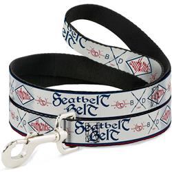 Dog Leash - Buckle-Down AUTHENTIC SEATBELT BELT White/Blue/Red