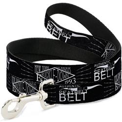 Dog Leash - Buckle-Down AUTHENTIC SEATBELT BELT NY-LA Black/White