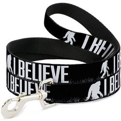Dog Leash - Bigfoot Silhouette I BELIEVE Black/Gray/White