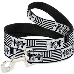 Dog Leash - Buckle-Down BD Logo/American Stripe Flag White/Black