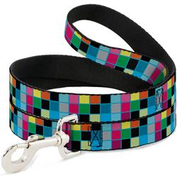 Dog Leash - Checker Bright Pastel w/Outline