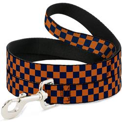 Dog Leash - Checker Orange/Dark Blue