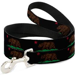 Dog Leash - California Flag Bear Black