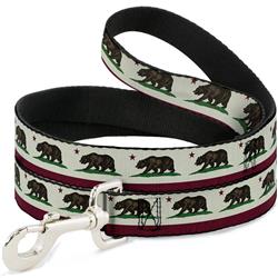 Dog Leash - California Flag Bear Weathered White