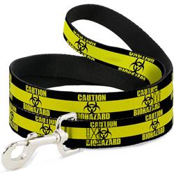 Dog Leash - CAUTION BIOHAZARD Black/Yellow