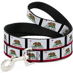 Dog Leash - California Flag Repeat/Black