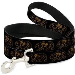 Dog Leash - California Grizzly Bear Outline Black/Brown