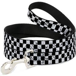 Dog Leash - Checker Weathered2 Black/White