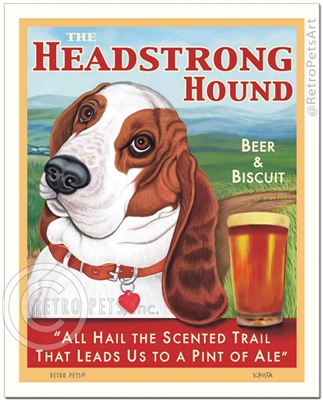 The Headstrong Hound Beer & Biscuit (Red & White Basset Hound)