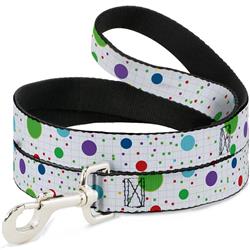 Dog Leash - Dots/Grid2 White/Gray/Multi Color