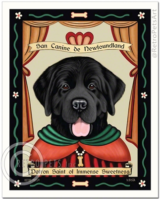 San Canine de Newfoundland Patron Saint of Immense Sweetness - Black