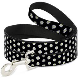 Dog Leash - Daisies Scattered Black/White/Yellow