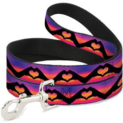 Dog Leash - Hand Heart Silhouette Ombre Purples/Orange/Pinks
