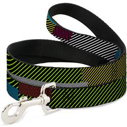 Dog Leash - Hash Mark Stripe Black/Multi Color