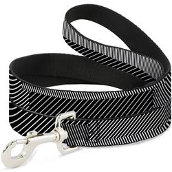Dog Leash - Hash Mark Stripe Black/White
