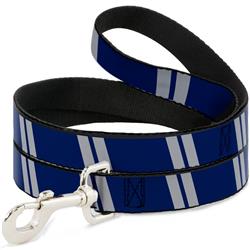 Dog Leash - Hash Mark Stripe Double Navy/Silver