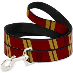 Dog Leash - Hash Mark Stripe Double Maroon/Gold