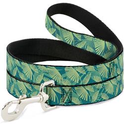 Dog Leash - Palm Leaves Stacked Pastel Greens